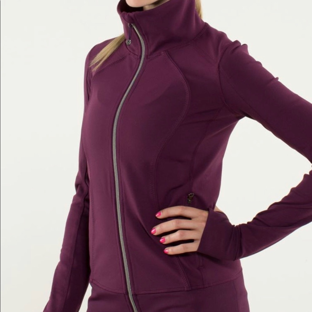 SOLD Lululemon Athletica Nice Asana Jacket Plum Full Zip Pocket L/S Thumbhole